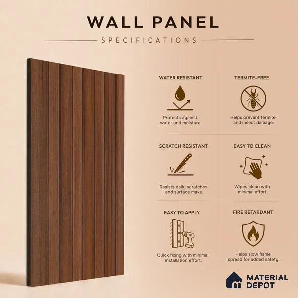 Wooden Look PN 06870 9.2 ft x 6.1 inch Charcoal Panel - 16 mm | Suitable for Living Room, Bedroom & TV Cabinet | Width is Subjected to 5% Variation