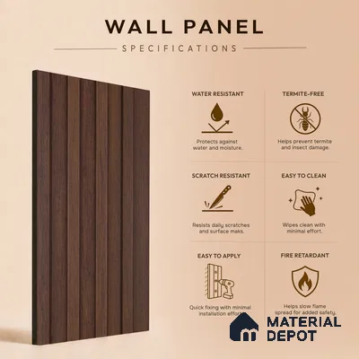 Wooden Look PN 06871 9.2 ft x 6.1 inch Charcoal Panel - 16 mm | Suitable for Living Room, Bedroom & TV Cabinet | Width is Subjected to 5% Variation