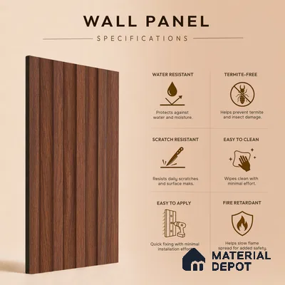 Wooden Look PN 06872 9.2 ft x 6.1 inch Charcoal Panel - 16 mm | Suitable for Living Room, Bedroom & TV Cabinet | Width is Subjected to 5% Variation