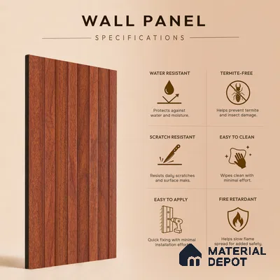 Wooden Look PN 06875 9.2 ft x 6.1 inch Charcoal Panel - 16 mm | Suitable for Living Room, Bedroom & TV Cabinet | Width is Subjected to 5% Variation