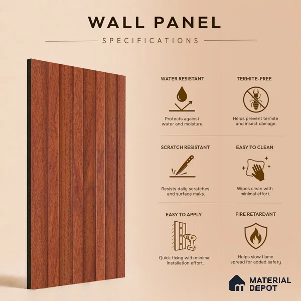Wooden Look PN 06875 9.2 ft x 6.1 inch Charcoal Panel - 16 mm | Suitable for Living Room, Bedroom & TV Cabinet | Width is Subjected to 5% Variation
