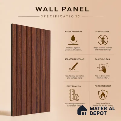 Wooden Look PN 06876 9.2 ft x 6.1 inch Charcoal Panel - 16 mm | Suitable for Living Room, Bedroom & TV Cabinet | Width is Subjected to 5% Variation