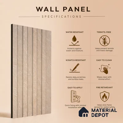 Cappuccino Beige Marble Look PN 06888 9.2 ft x 6.1 inch Charcoal Panel - 16 mm | Suitable for Living Room, Bedroom & TV Cabinet | Width is Subjected to 5% Variation