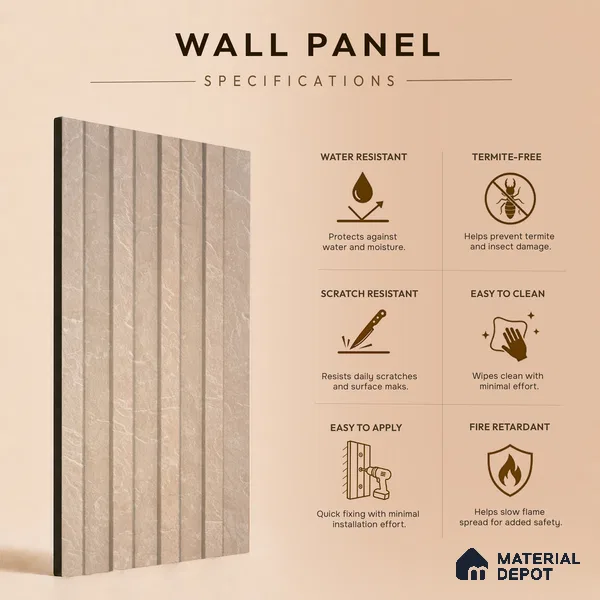 Cappuccino Beige Marble Look PN 06888 9.2 ft x 6.1 inch Charcoal Panel - 16 mm | Suitable for Living Room, Bedroom & TV Cabinet | Width is Subjected to 5% Variation
