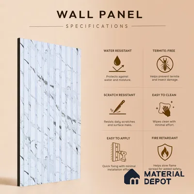 Lavender Marble Look PN 06894 8 ft x 6 inch Charcoal Panel - 6 mm | Suitable for Living Room, Bedroom & TV Cabinet | Width is Subjected to 5% Variation
