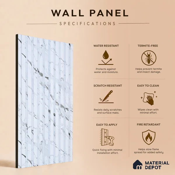 Lavender Marble Look PN 06894 8 ft x 6 inch Charcoal Panel - 6 mm | Suitable for Living Room, Bedroom & TV Cabinet | Width is Subjected to 5% Variation