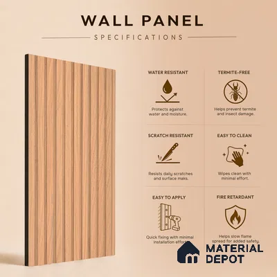 Wooden Look PN 06910 8 ft x 6 inch Charcoal Panel - 6 mm | Suitable for Living Room, Bedroom & TV Cabinet | Width is Subjected to 5% Variation