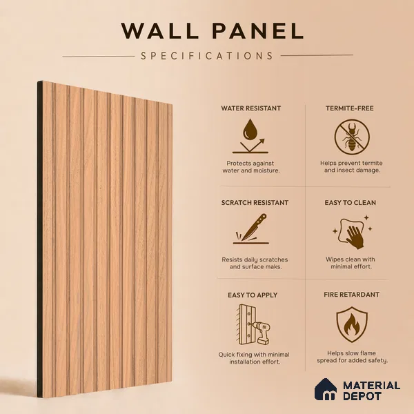 Wooden Look PN 06910 8 ft x 6 inch Charcoal Panel - 6 mm | Suitable for Living Room, Bedroom & TV Cabinet | Width is Subjected to 5% Variation