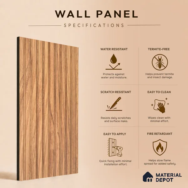 Wooden Look PN 06911 8 ft x 6 inch Charcoal Panel - 6 mm | Suitable for Living Room, Bedroom & TV Cabinet | Width is Subjected to 5% Variation