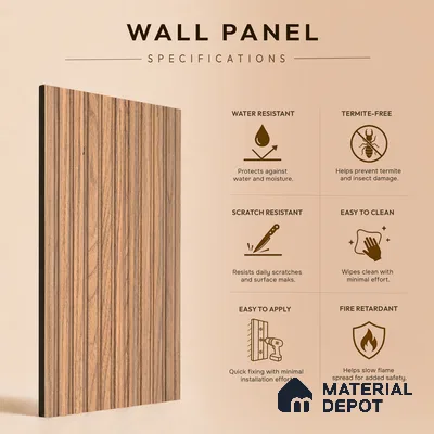 Wooden Look PN 06913 8 ft x 6 inch Charcoal Panel - 6 mm | Suitable for Living Room, Bedroom & TV Cabinet | Width is Subjected to 5% Variation
