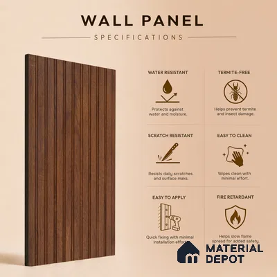 Wooden Look PN 06915 8 ft x 6 inch Charcoal Panel - 6 mm | Suitable for Living Room, Bedroom & TV Cabinet | Width is Subjected to 5% Variation