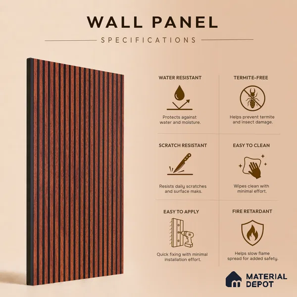 Wooden Look PN 06925 8 ft x 6 inch Charcoal Panel - 6 mm | Suitable for Living Room, Bedroom & TV Cabinet | Width is Subjected to 5% Variation