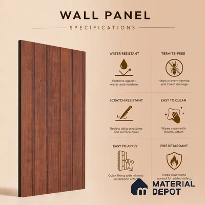 Wooden Look PN 06945 8 ft x 6 inch Charcoal Panel - 6 mm | Suitable for Living Room, Bedroom & TV Cabinet | Width is Subjected to 5% Variation