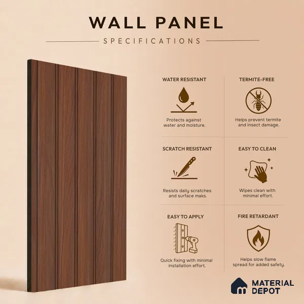 Wooden Look PN 06947 8 ft x 6 inch Charcoal Panel - 6 mm | Suitable for Living Room, Bedroom & TV Cabinet | Width is Subjected to 5% Variation