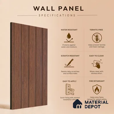 Wooden Look PN 06948 8 ft x 6 inch Charcoal Panel - 6 mm | Suitable for Living Room, Bedroom & TV Cabinet | Width is Subjected to 5% Variation