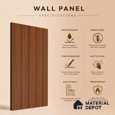 Wooden Look PN 06949 8 ft x 6 inch Charcoal Panel - 6 mm | Suitable for Living Room, Bedroom & TV Cabinet | Width is Subjected to 5% Variation