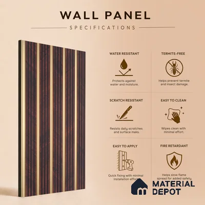 Wooden Look PN 07025 9.5 ft x 7.8 inch Charcoal Panel - 6 mm | Suitable for Feature Wall, TV Unit & Living Room | Width is Subjected to 5% Variation