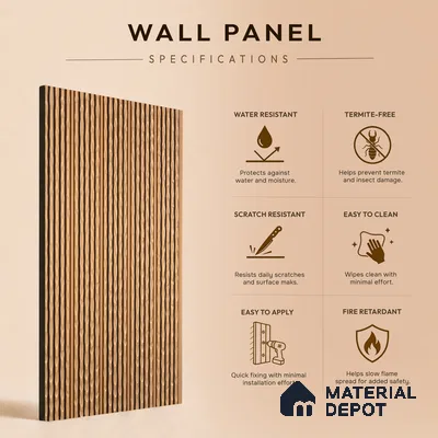 Oak Brown Metallic Look PN 07032 9.5 ft x 7.8 inch Charcoal Panel - 6 mm | Suitable for Feature Wall, TV Unit & Living Room | Width is Subjected to 5% Variation