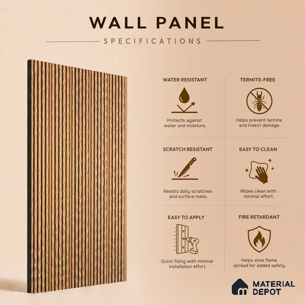 Oak Brown Metallic Look PN 07032 9.5 ft x 7.8 inch Charcoal Panel - 6 mm | Suitable for Feature Wall, TV Unit & Living Room | Width is Subjected to 5% Variation
