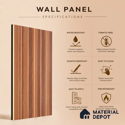 Wooden Look PN 07041 9.5 ft x 7.8 inch Charcoal Panel - 6 mm | Suitable for Feature Wall, TV Unit & Living Room | Width is Subjected to 5% Variation