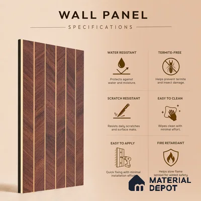 Wooden Look PN 07042 9.5 ft x 7.8 inch Charcoal Panel - 6 mm | Suitable for Feature Wall, TV Unit & Living Room | Width is Subjected to 5% Variation