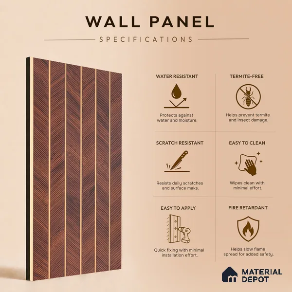 Wooden Look PN 07042 9.5 ft x 7.8 inch Charcoal Panel - 6 mm | Suitable for Feature Wall, TV Unit & Living Room | Width is Subjected to 5% Variation