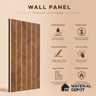Wooden Look PN 07043 9.5 ft x 7.8 inch Charcoal Panel - 6 mm | Suitable for Feature Wall, TV Unit & Living Room | Width is Subjected to 5% Variation