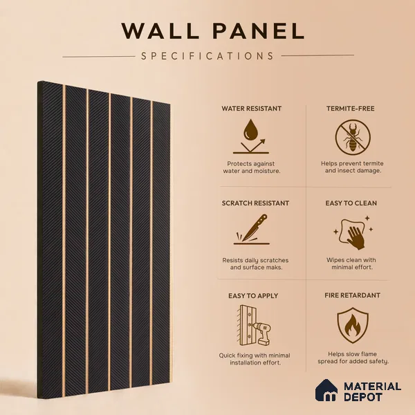 Wenge Brown Patterned Look PN 07044 9.5 ft x 7.8 inch Charcoal Panel - 6 mm | Suitable for Feature Wall, TV Unit & Living Room | Width is Subjected to 5% Variation