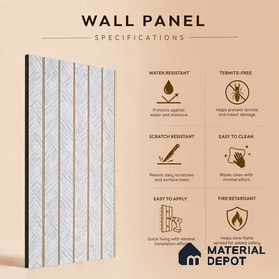 Dove Grey Patterned Look PN 07047 9.5 ft x 7.8 inch Charcoal Panel - 6 mm | Suitable for Feature Wall, TV Unit & Living Room | Width is Subjected to 5% Variation