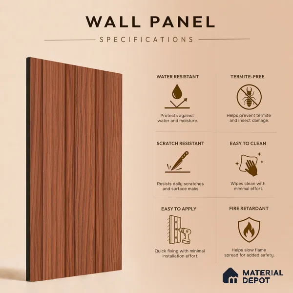 Wooden Look PN 07058 9.5 ft x 4.6 inch Charcoal Panel - 8 mm | Suitable for Feature Wall, TV Unit & Living Room | Width is Subjected to 5% Variation