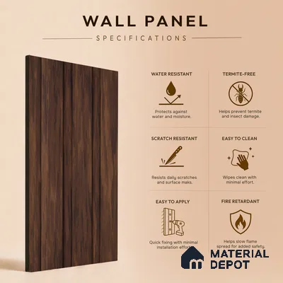 Wooden Look PN 07059 9.5 ft x 4.6 inch Charcoal Panel - 8 mm | Suitable for Feature Wall, TV Unit & Living Room | Width is Subjected to 5% Variation