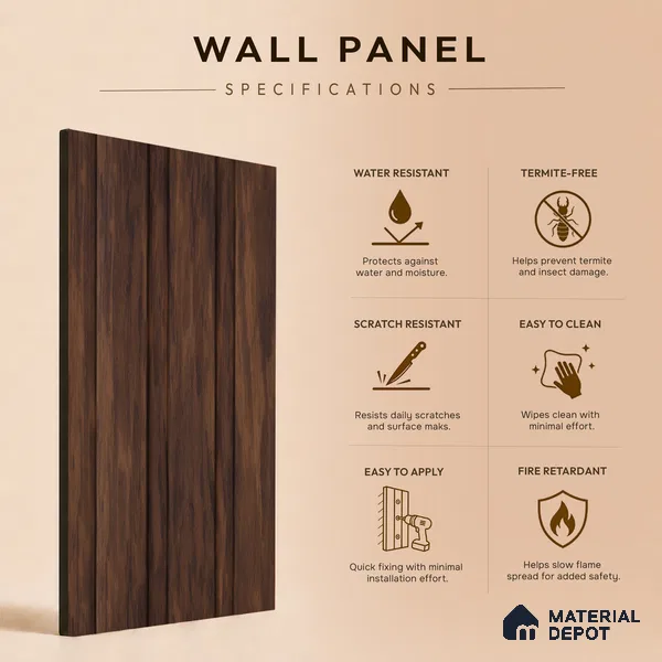 Wooden Look PN 07059 9.5 ft x 4.6 inch Charcoal Panel - 8 mm | Suitable for Feature Wall, TV Unit & Living Room | Width is Subjected to 5% Variation