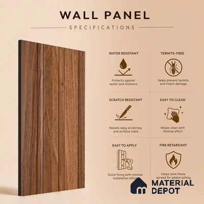 Wooden Look PN 07060 9.5 ft x 4.6 inch Charcoal Panel - 8 mm | Suitable for Feature Wall, TV Unit & Living Room | Width is Subjected to 5% Variation