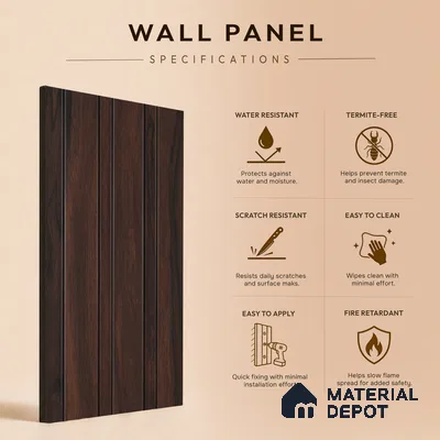 Wooden Look PN 07061 9.5 ft x 4.6 inch Charcoal Panel - 8 mm | Suitable for Feature Wall, TV Unit & Living Room | Width is Subjected to 5% Variation
