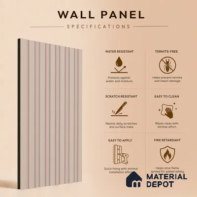 Cappuccino Beige Plain Colour Look PN 07071 9.5 ft x 4.9 inch Charcoal Panel - 10 mm | Suitable for Feature Wall, TV Unit & Living Room | Width is Subjected to 5% Variation