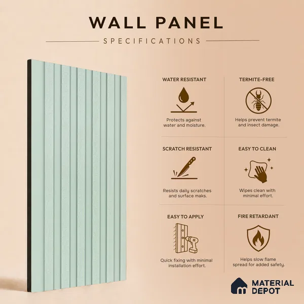 Ash Grey Patterned Look PN 07074 9.5 ft x 4.9 inch Charcoal Panel - 10 mm | Suitable for Feature Wall, TV Unit & Living Room | Width is Subjected to 5% Variation