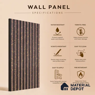 Mocha Brown Marble Look PN 07115 9.5 ft x 6 inch Charcoal Panel - 6 mm | Suitable for Feature Wall, TV Unit & Living Room | Width is Subjected to 5% Variation
