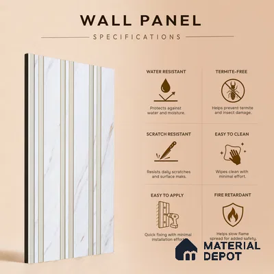 Dove Grey Marble Look PN 07122 9.5 ft x 6 inch Charcoal Panel - 6 mm | Suitable for Feature Wall, TV Unit & Living Room | Width is Subjected to 5% Variation
