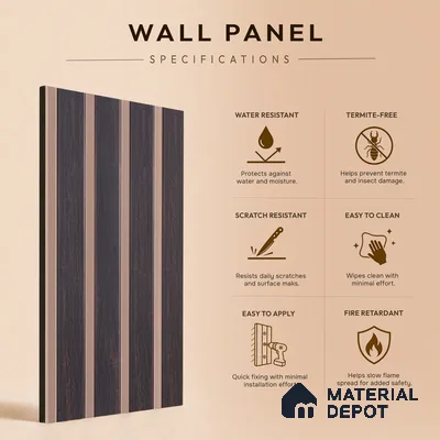 Wooden Look PN 07123 9.5 ft x 6 inch Charcoal Panel - 6 mm | Suitable for Feature Wall, TV Unit & Living Room | Width is Subjected to 5% Variation