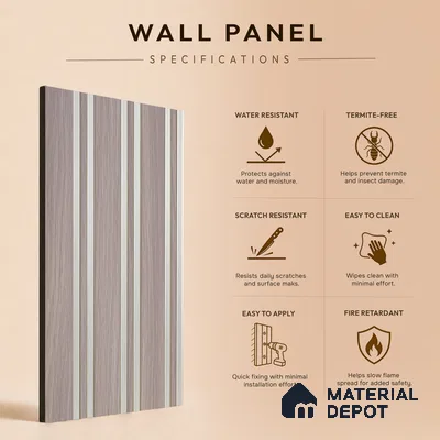 Mist Grey Stone Look PN 07124 9.5 ft x 6 inch Charcoal Panel - 6 mm | Suitable for Feature Wall, TV Unit & Living Room | Width is Subjected to 5% Variation