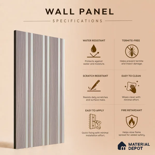 Mist Grey Stone Look PN 07124 9.5 ft x 6 inch Charcoal Panel - 6 mm | Suitable for Feature Wall, TV Unit & Living Room | Width is Subjected to 5% Variation