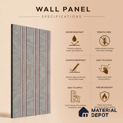 Cloud Grey Stone Look PN 07126 9.5 ft x 6 inch Charcoal Panel - 6 mm | Suitable for Feature Wall, TV Unit & Living Room | Width is Subjected to 5% Variation