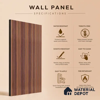 Wooden Look PN 07134 9.5 ft x 6 inch Charcoal Panel - 6 mm | Suitable for Feature Wall, TV Unit & Living Room | Width is Subjected to 5% Variation
