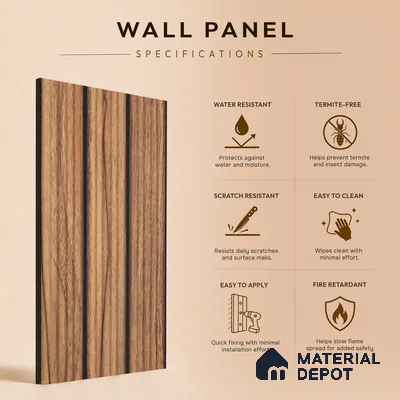 Wooden Look PN 07137 9.5 ft x 6 inch Charcoal Panel - 6 mm | Suitable for Feature Wall, TV Unit & Living Room | Width is Subjected to 5% Variation