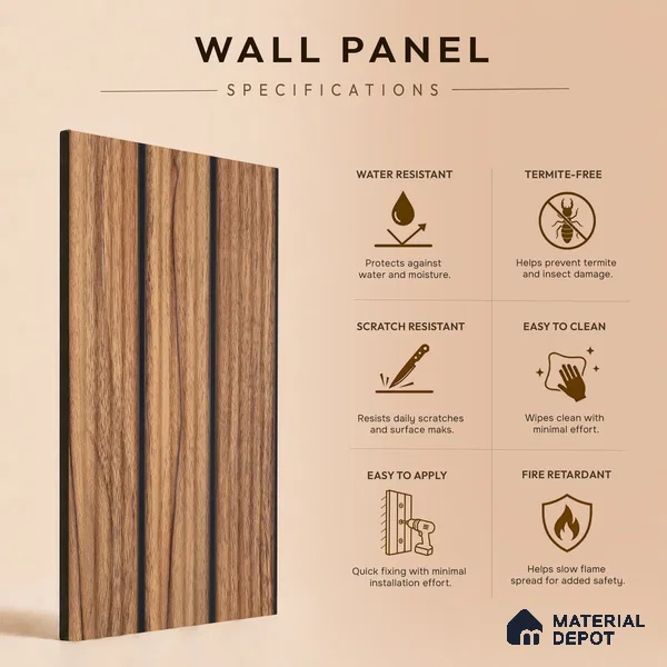 Wooden Look PN 07137 9.5 ft x 6 inch Charcoal Panel - 6 mm | Suitable for Feature Wall, TV Unit & Living Room | Width is Subjected to 5% Variation