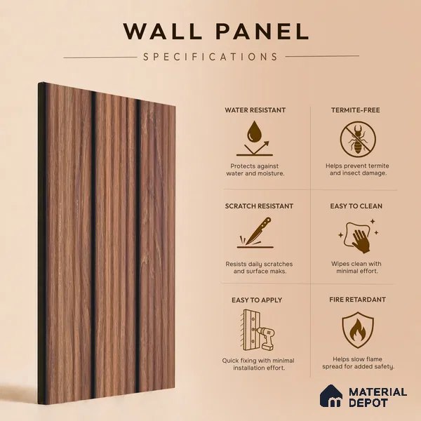 Wooden Look PN 07138 9.5 ft x 6 inch Charcoal Panel - 6 mm | Suitable for Feature Wall, TV Unit & Living Room | Width is Subjected to 5% Variation