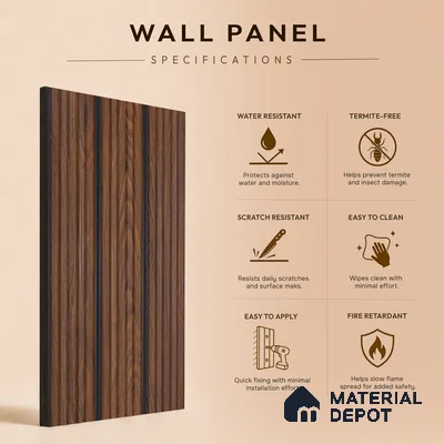 Wooden Look PN 07139 9.5 ft x 6 inch Charcoal Panel - 6 mm | Suitable for Feature Wall, TV Unit & Living Room | Width is Subjected to 5% Variation