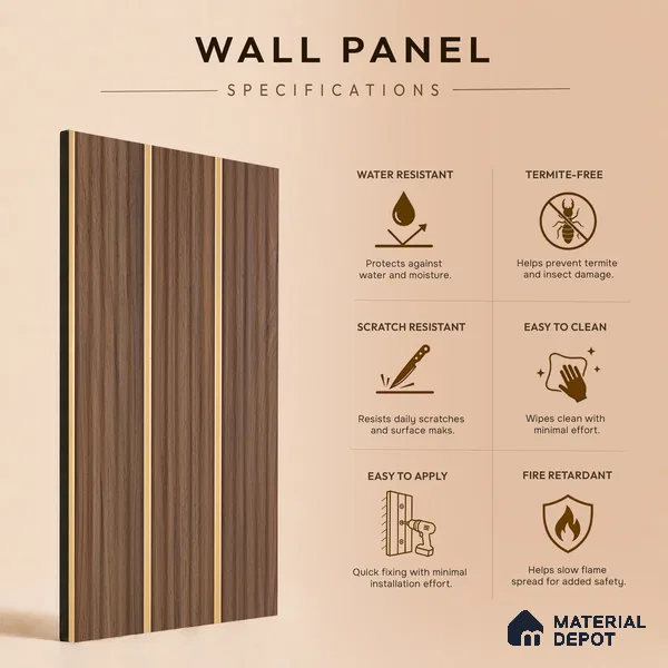 Wooden Look PN 07141 9.5 ft x 6 inch Charcoal Panel - 6 mm | Suitable for Feature Wall, TV Unit & Living Room | Width is Subjected to 5% Variation