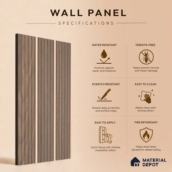 Wooden Look PN 07142 9.5 ft x 6 inch Charcoal Panel - 6 mm | Suitable for Feature Wall, TV Unit & Living Room | Width is Subjected to 5% Variation