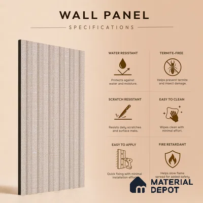 Cappuccino Beige Fabric Look PN 07155 9.5 ft x 4.7 inch Charcoal Panel - 11 mm | Suitable for Feature Wall, TV Unit & Living Room | Width is Subjected to 5% Variation
